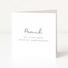 Greeting card with 'Pearl on your 30th wedding anniversary' text on a white background