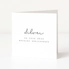 Greeting card with 'Silver on your 25th wedding anniversary' text on a white background