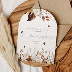 Autumnal Arched Unique Wedding Card