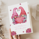 pink gonk gnomes valentines day card for wife on first valentines day married