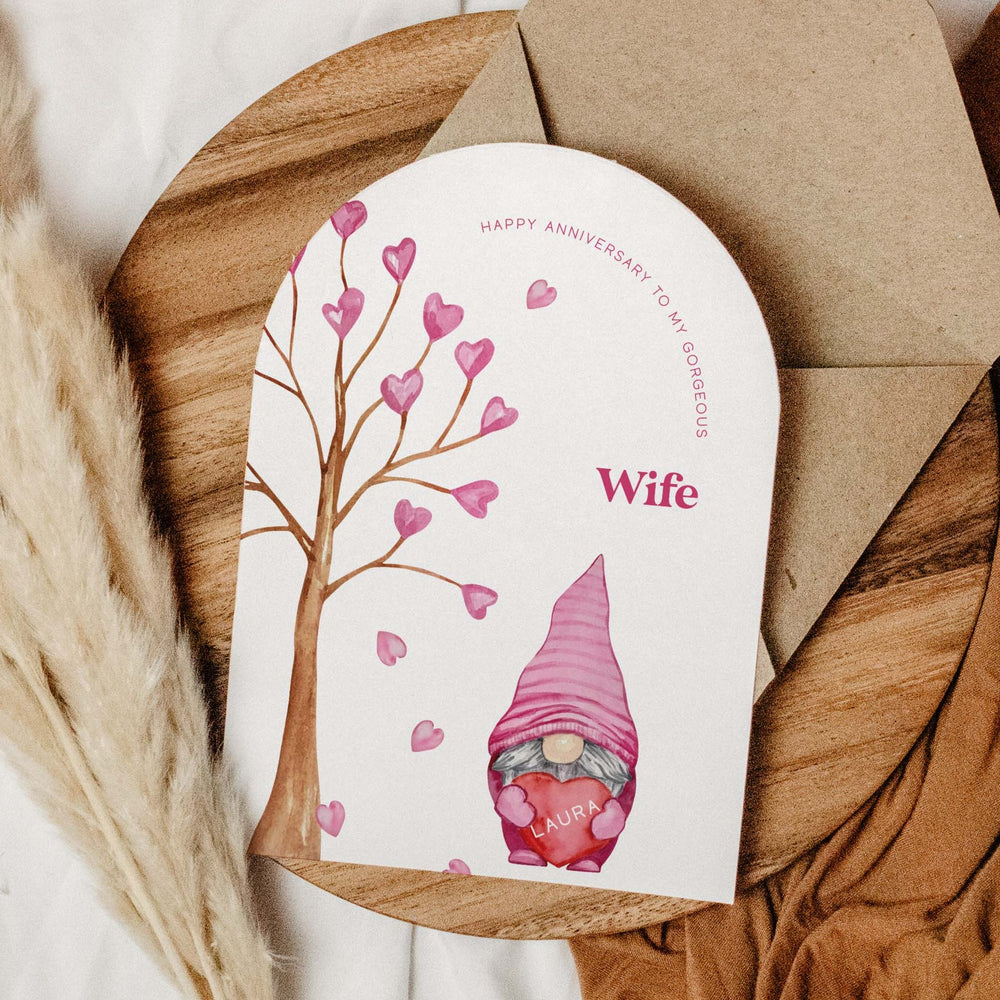 Arched Personalised Cute Anniversary Card for Wife