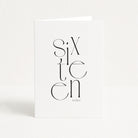 Abstract 16th birthday card on a white background