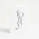 White card with black text 'forty today!' on a white background