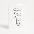 White card with 'Seventy today!' text on a white background