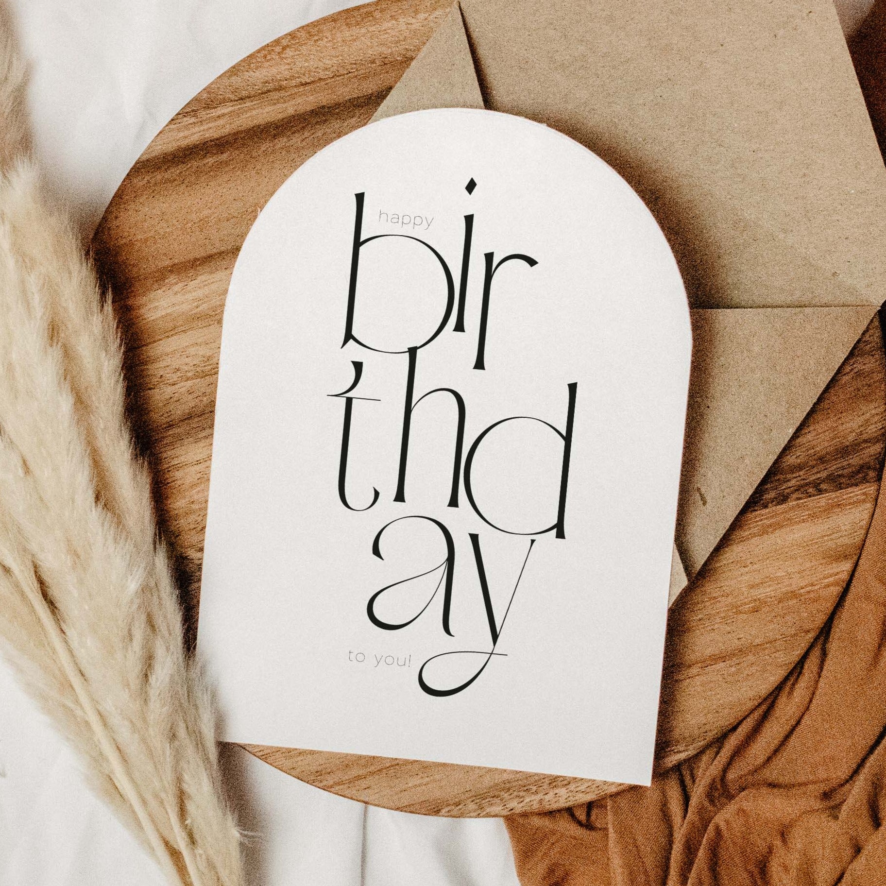 Simple Modern Arched Birthday Card