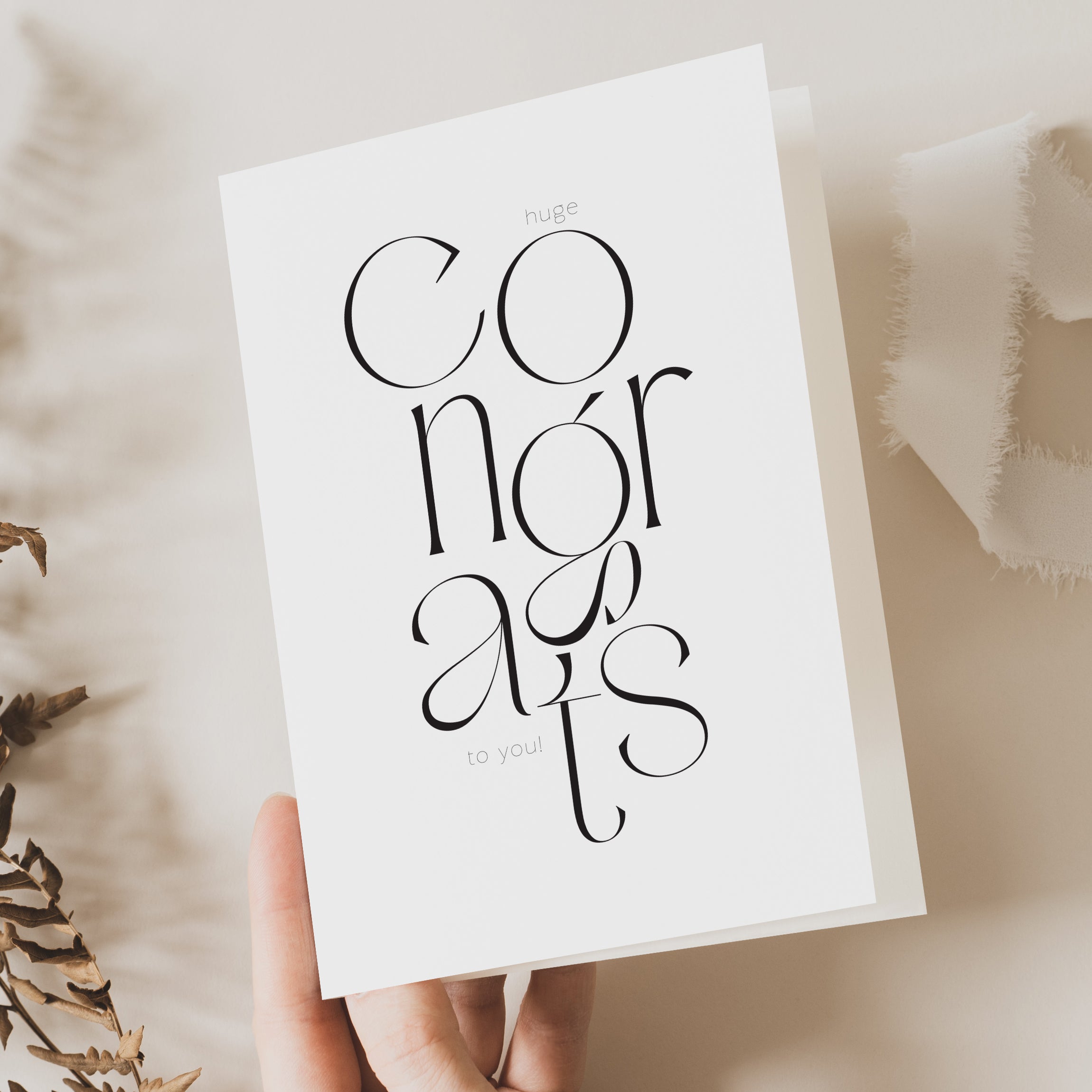 congratulations cards for him or for her featuring stylised font