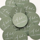 pine green drink token with UV printing