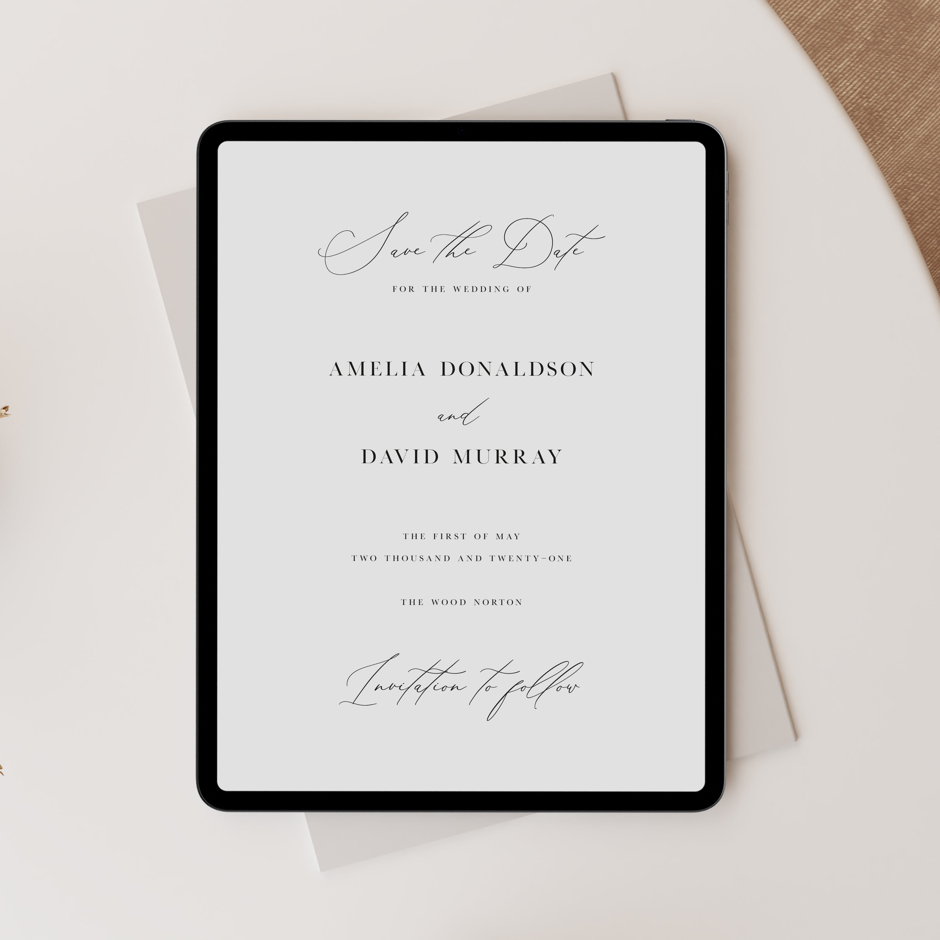 Elegant Digital Save the Date in Pristine White Colour - Aldgate Collection