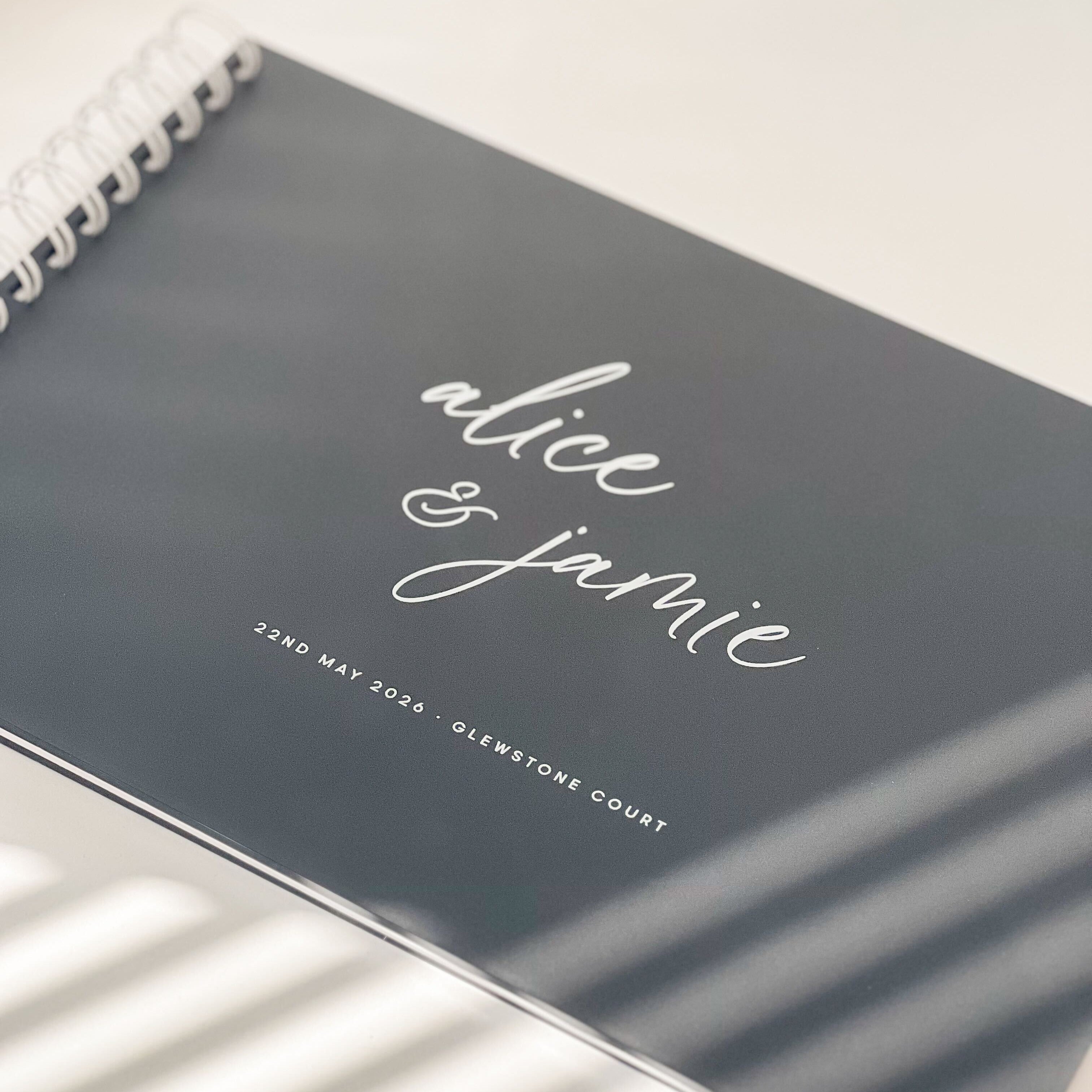 UV Printed Black and White Acrylic Wedding Guest Book