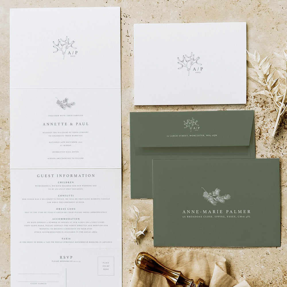 Winter Wedding Concertina Invitation - Angel Collection, Elle Bee Design