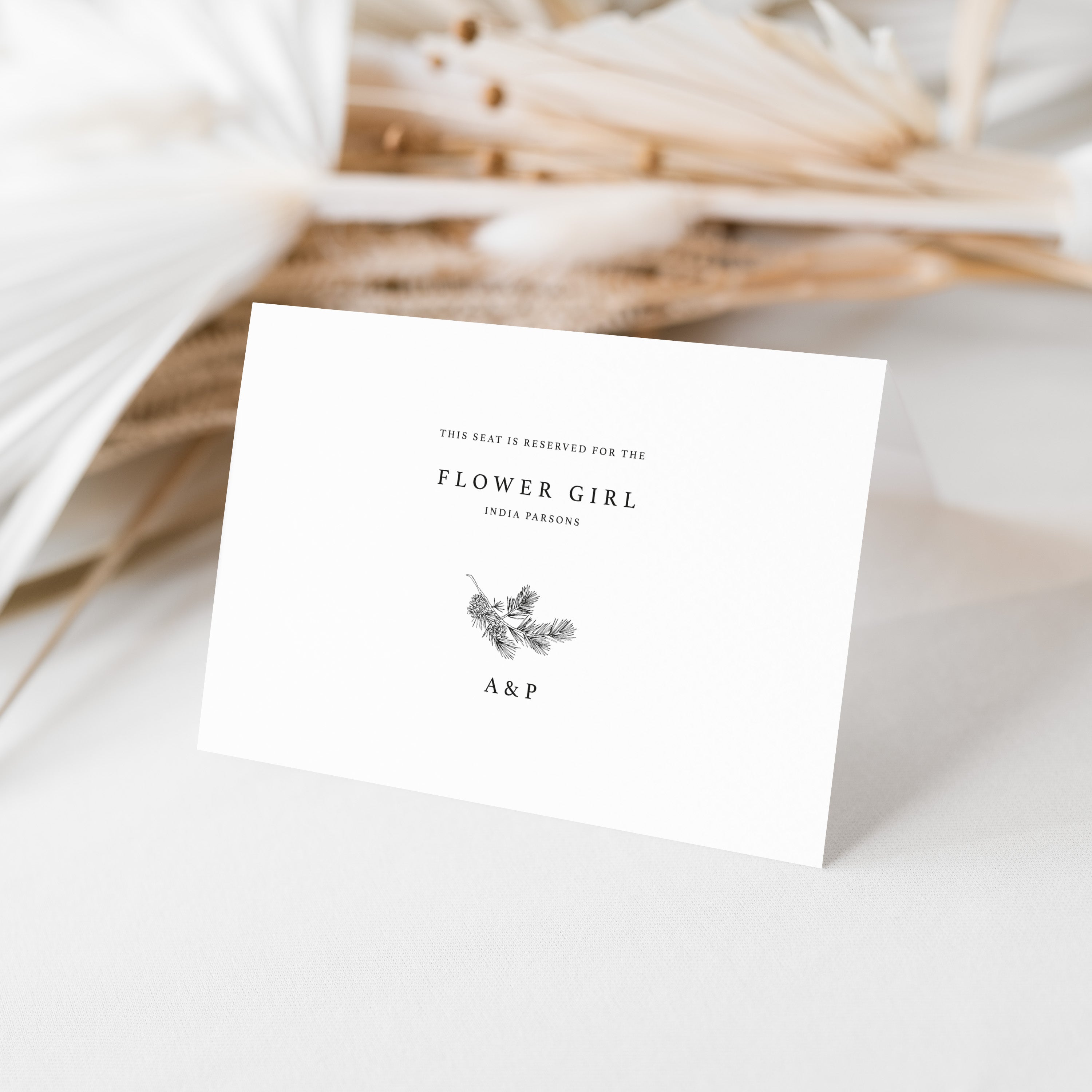 Seat Reservation Card for wedding ceremony