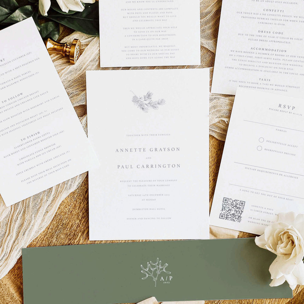 Winter Wedding Invitation Suite - Angel Collection, Elle Bee Design