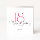 Greeting card with '18 Happy Birthday' text on a white background