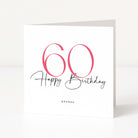 60th birthday card with pink numbers and 'Happy Birthday Brenda' text on a white background