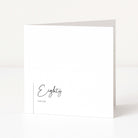 White greeting card with 'Eighty Irene' text on a white background