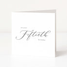Greeting card with 'On your Fiftieth birthday' text on a white background