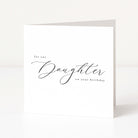 Greeting card with 'for our daughter on your birthday' text on a white background