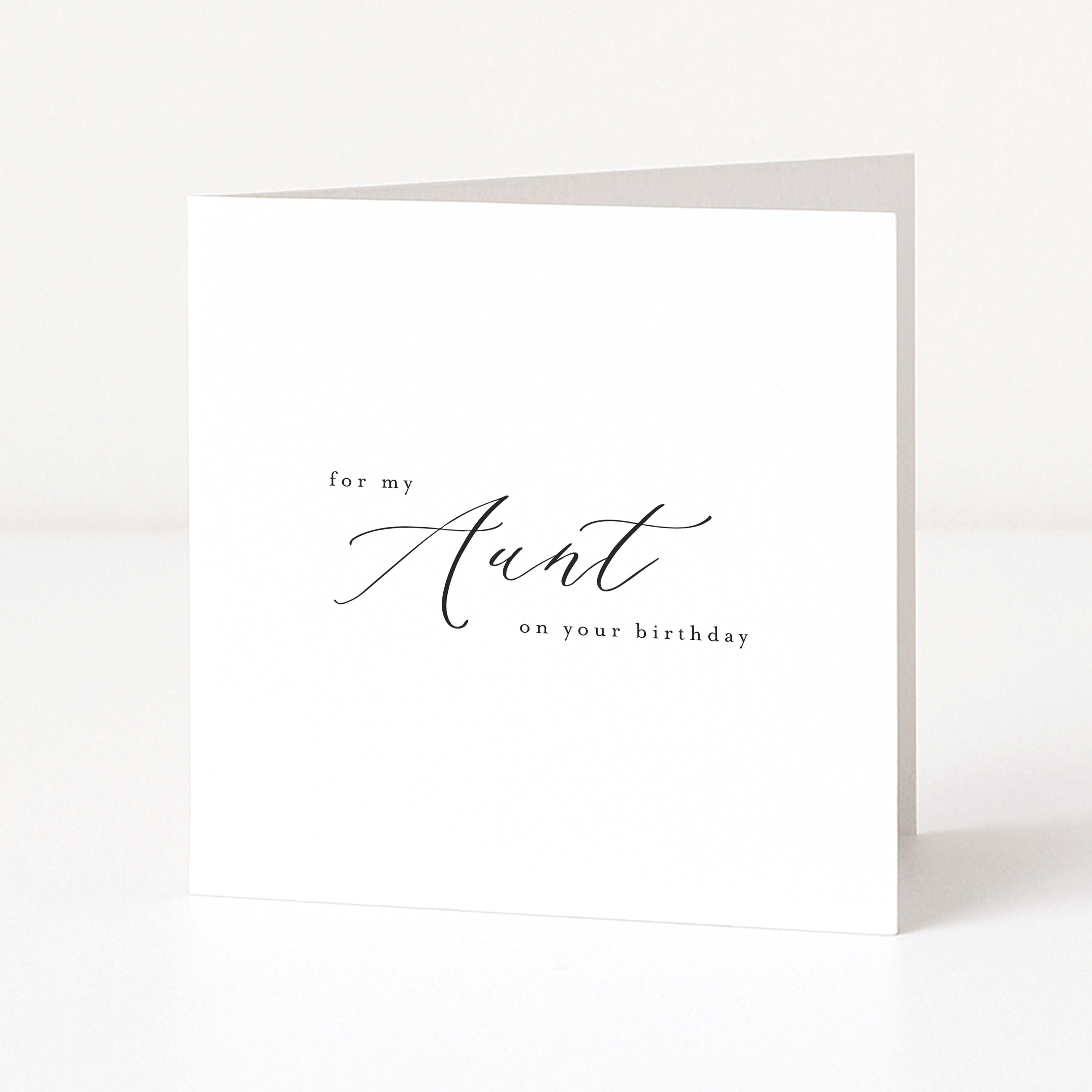 Greeting card with 'for my Aunt on your birthday' text on a white background