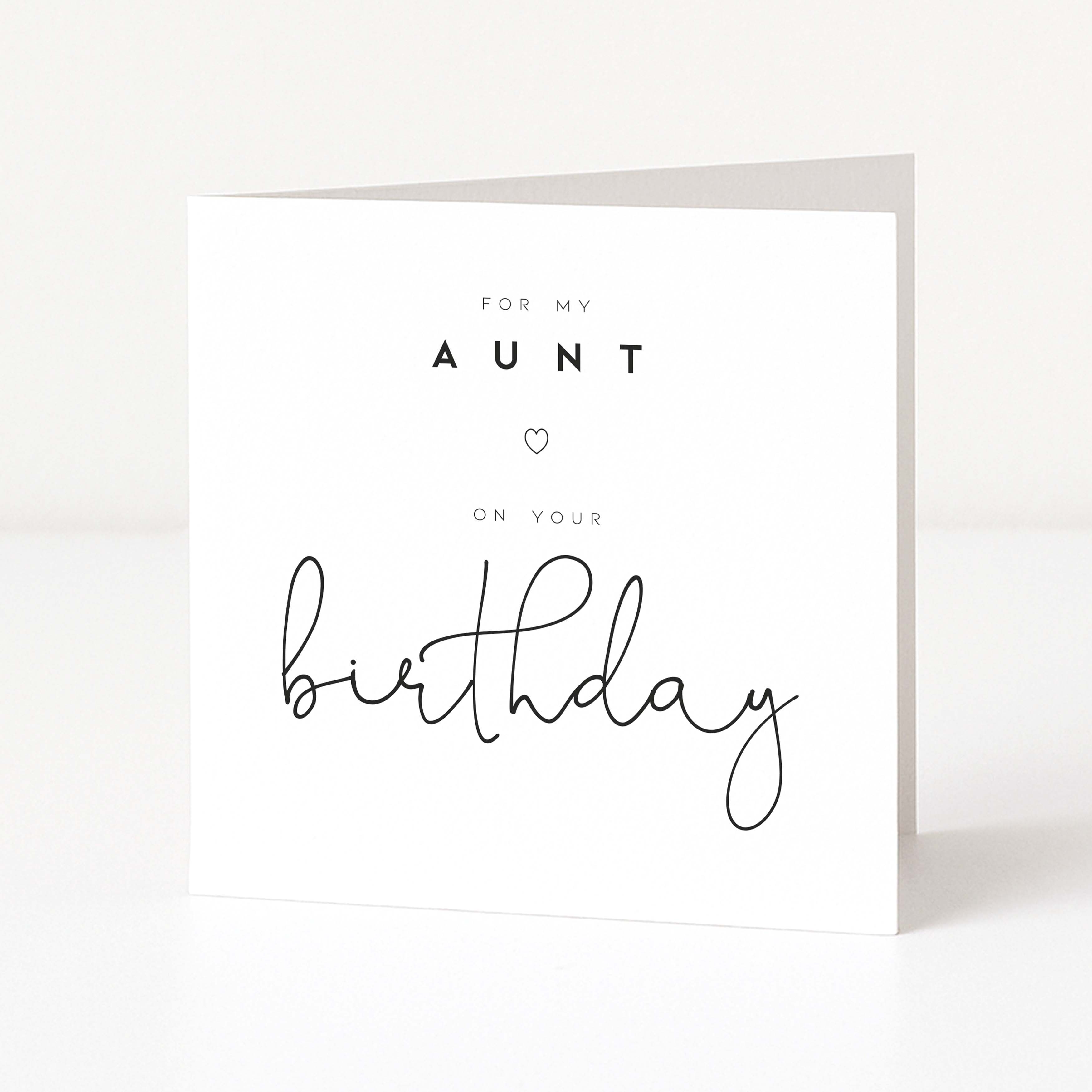 Greeting card with 'For my aunt on your birthday' text on a white background