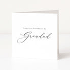 Greeting card with 'Happy first birthday as my Grandad' text on a white background