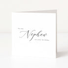 Greeting card with 'for my nephew on your birthday' text on a white background
