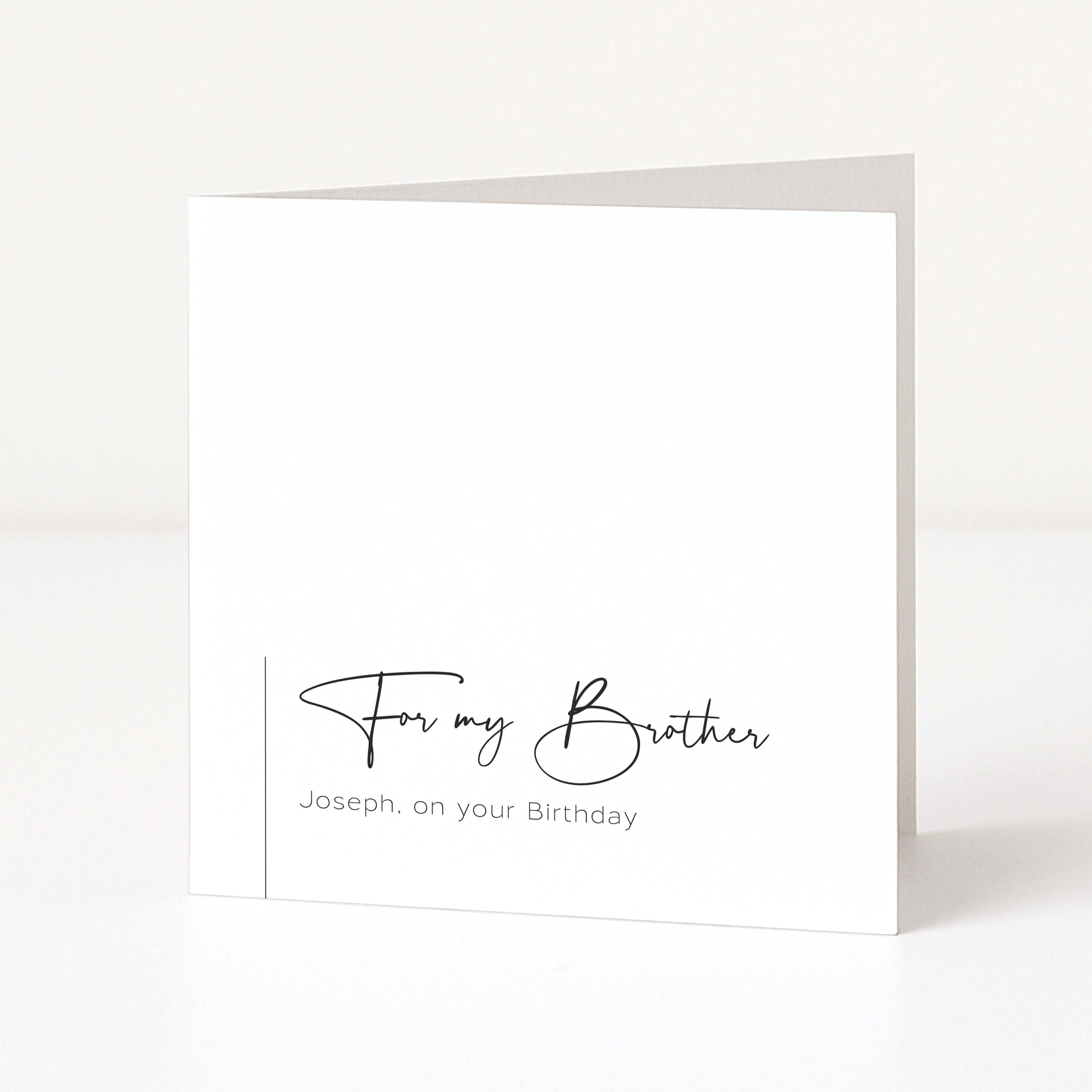 Greeting card with 'For my Brother' text on a white background