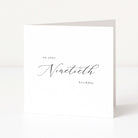 Greeting card with 'On your Ninetieth birthday' text on a white background
