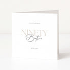 Greeting card with 'Happy Birthday Ninety Beatrice' text on a white background