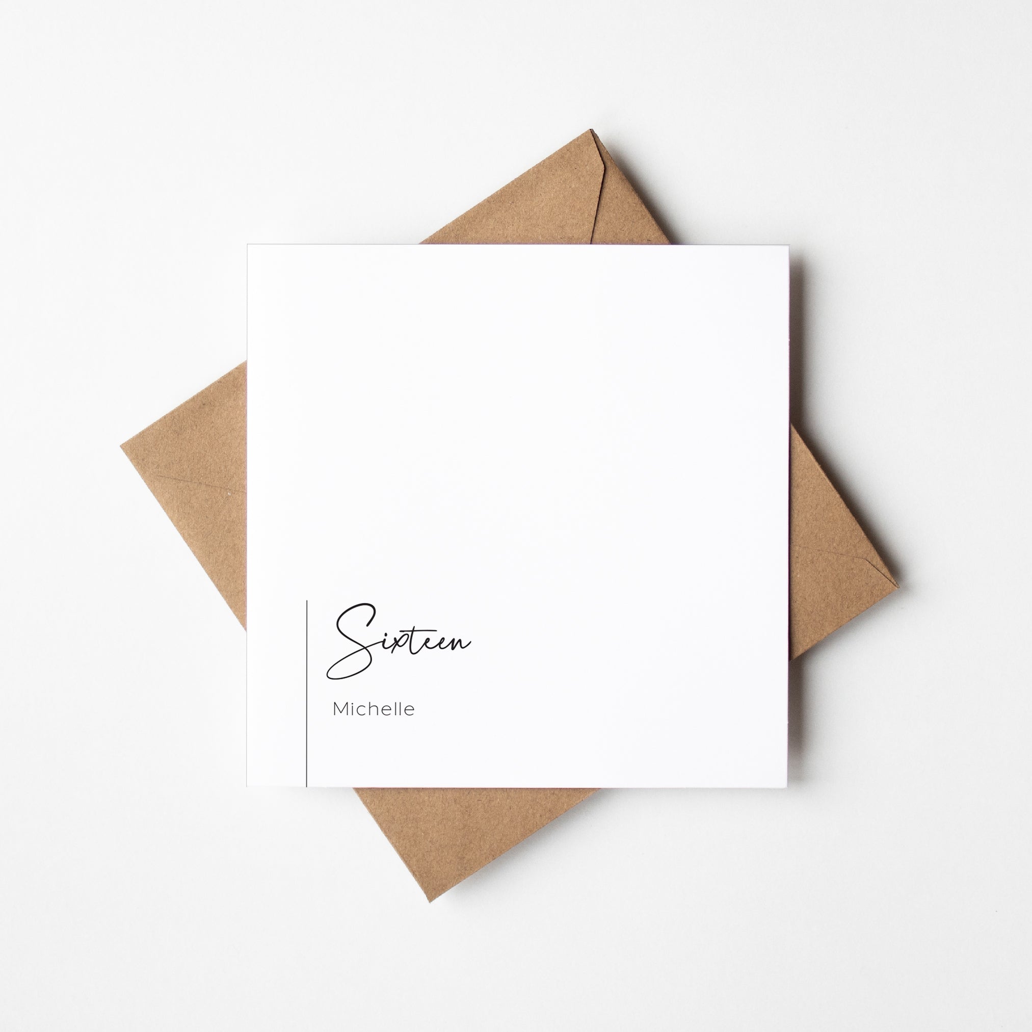 16th birthdy card with minimalistic design and personalised name