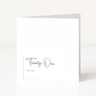 White greeting card with 'Twenty-One Hannah' text on a white background