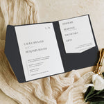 Modern Monogram Pocketfold Wedding Invitation Suite - Belgravia Collection, Elle Bee Design