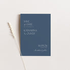 Modern Save the Date Card in Denim Blue and White Ink - Belmont Collection, Elle Bee Design