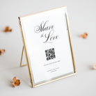 Share the Love Sign with QR Code for wedding reception in gold frame