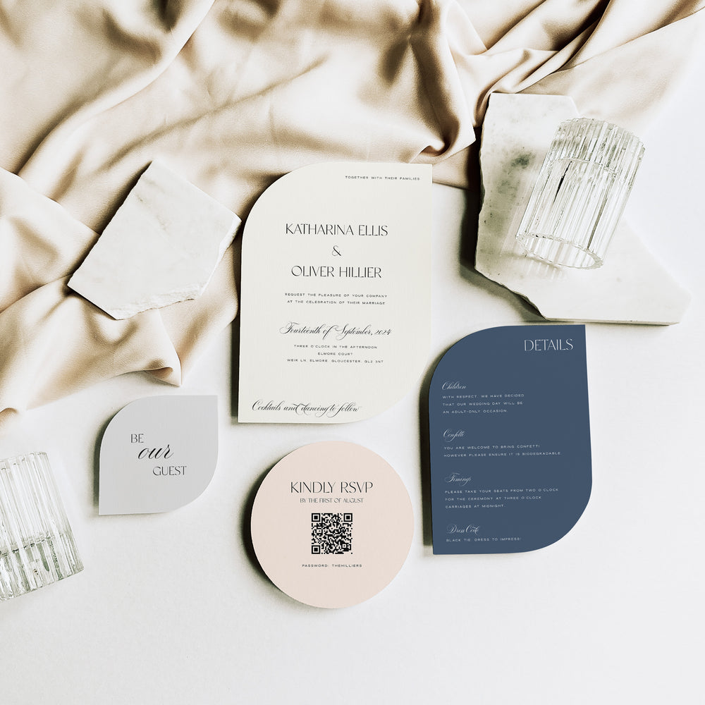 Elegant Shaped Wedding Invitation Suite - Belmont Collection, Elle Bee Design