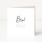 Greeting card with 'Bro! I need you to do me a solid' text on a white background