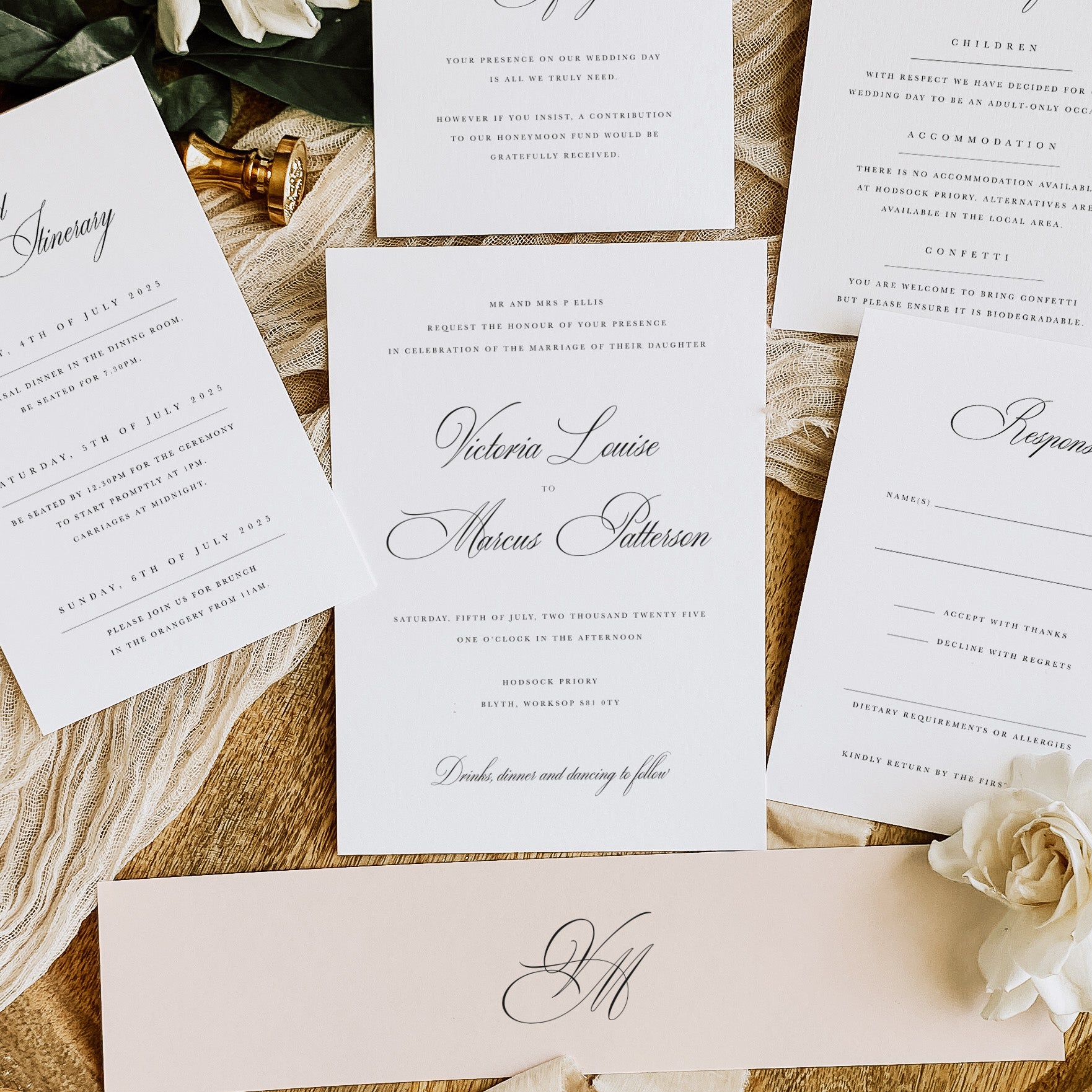 Traditional Calligraphy Wedding Invitation Suite - Blenheim Collection, Elle Bee Design