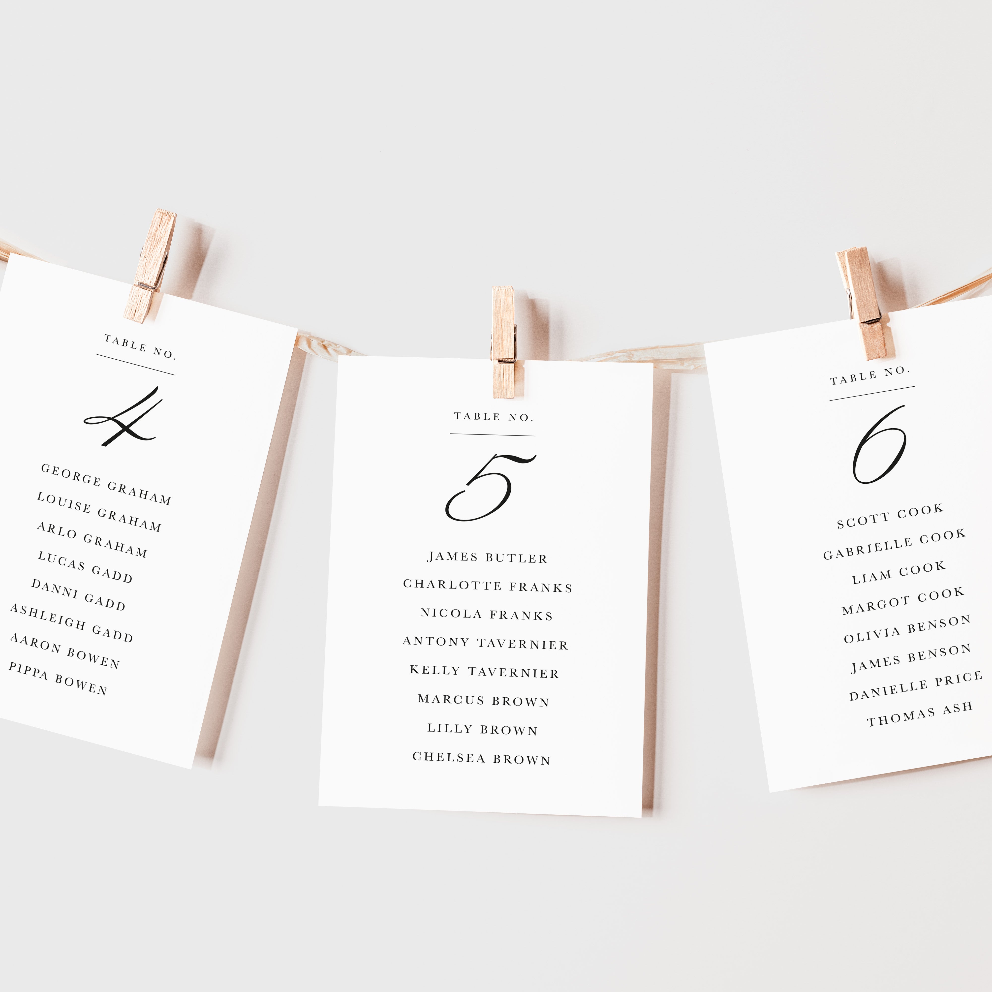 Elegant Classical Wedding Seating Plan Cards - Blenheim Collection, Elle Bee Design