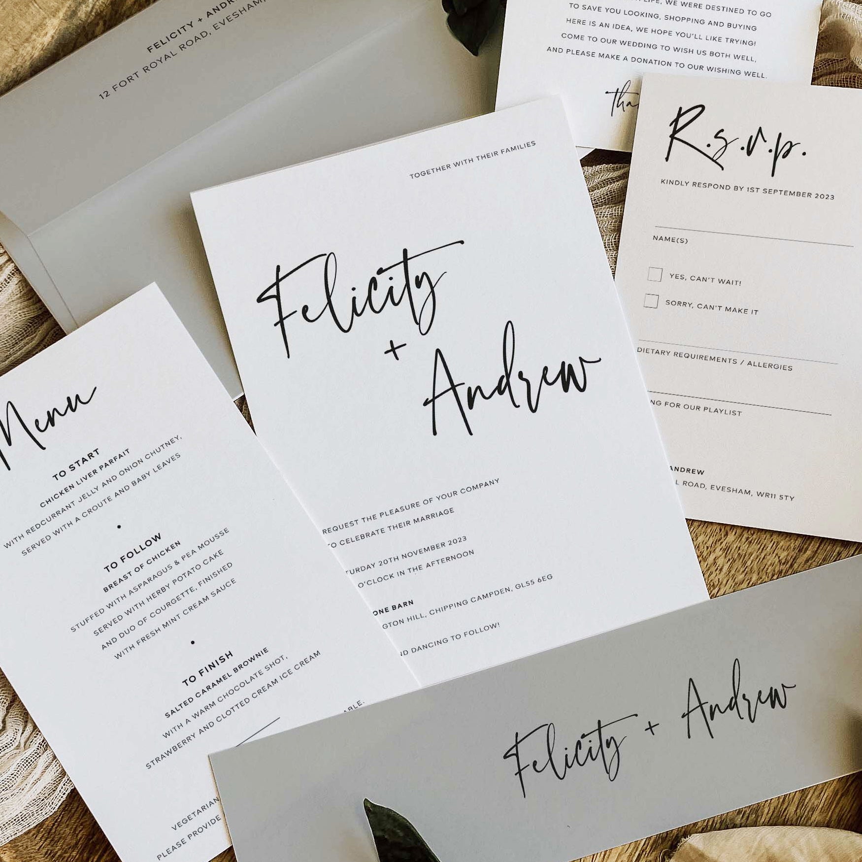 Modern Wedding Invitation Suite - Bredon Collection, Elle Bee Design