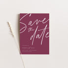 Contemporary Save the Date Card in Orchid pink with white ink - Brentwood Collection, Elle Bee Design