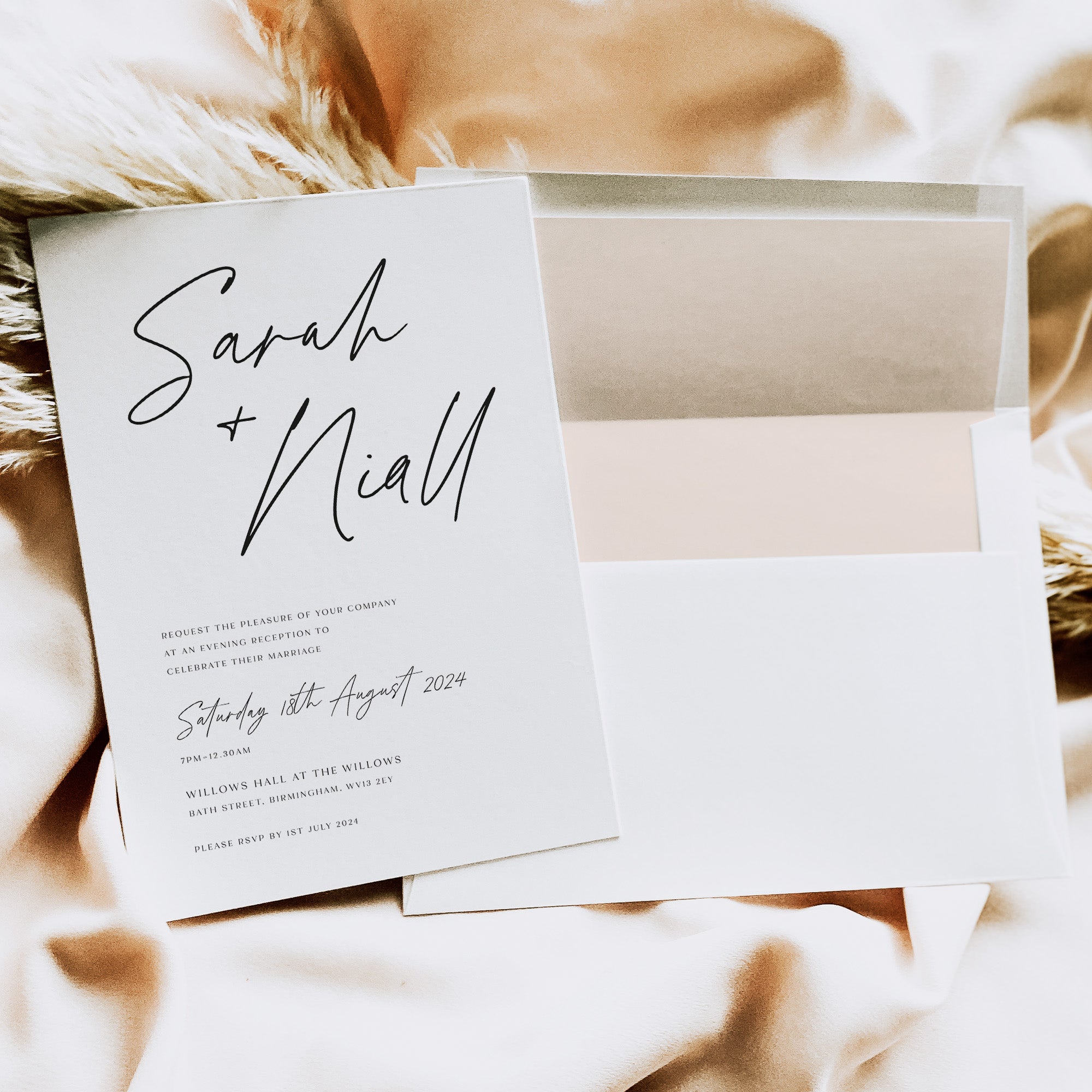 Modern Wedding Evening Invitation - Brentwood Collection, Elle Bee Design