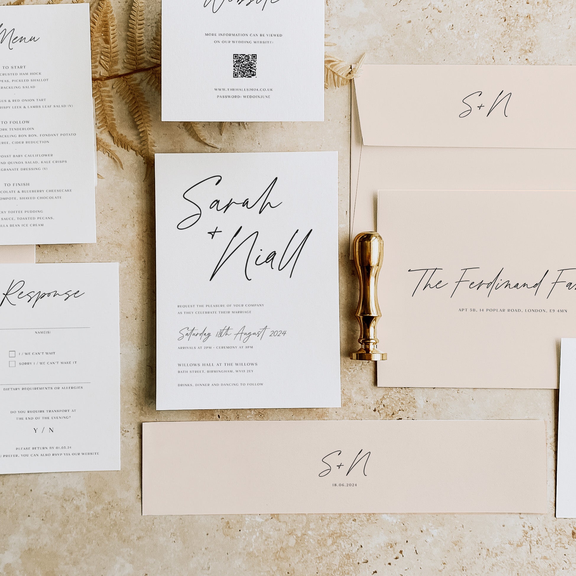 Contemporary Script Wedding Invitation Suite - Brentwood Collection, Elle Bee Design