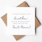 Card with text asking if you will be the best man, on a white background with brown envelope.