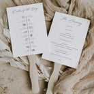 simple script front wedding programme paddle fan with natural background