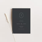 Elegant Monogram Save the Date Card in Slate Grey with White Ink - Burley Collection, Elle Bee Design