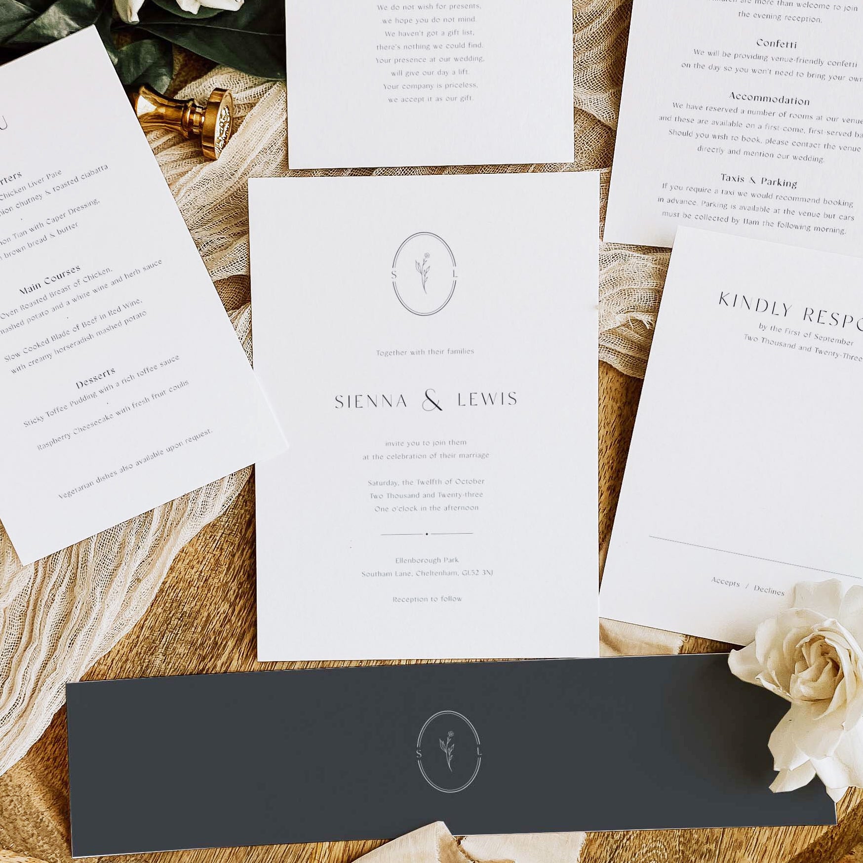 Modern Monogram Wedding Invitation Suite - Burley Collection, Elle Bee Design