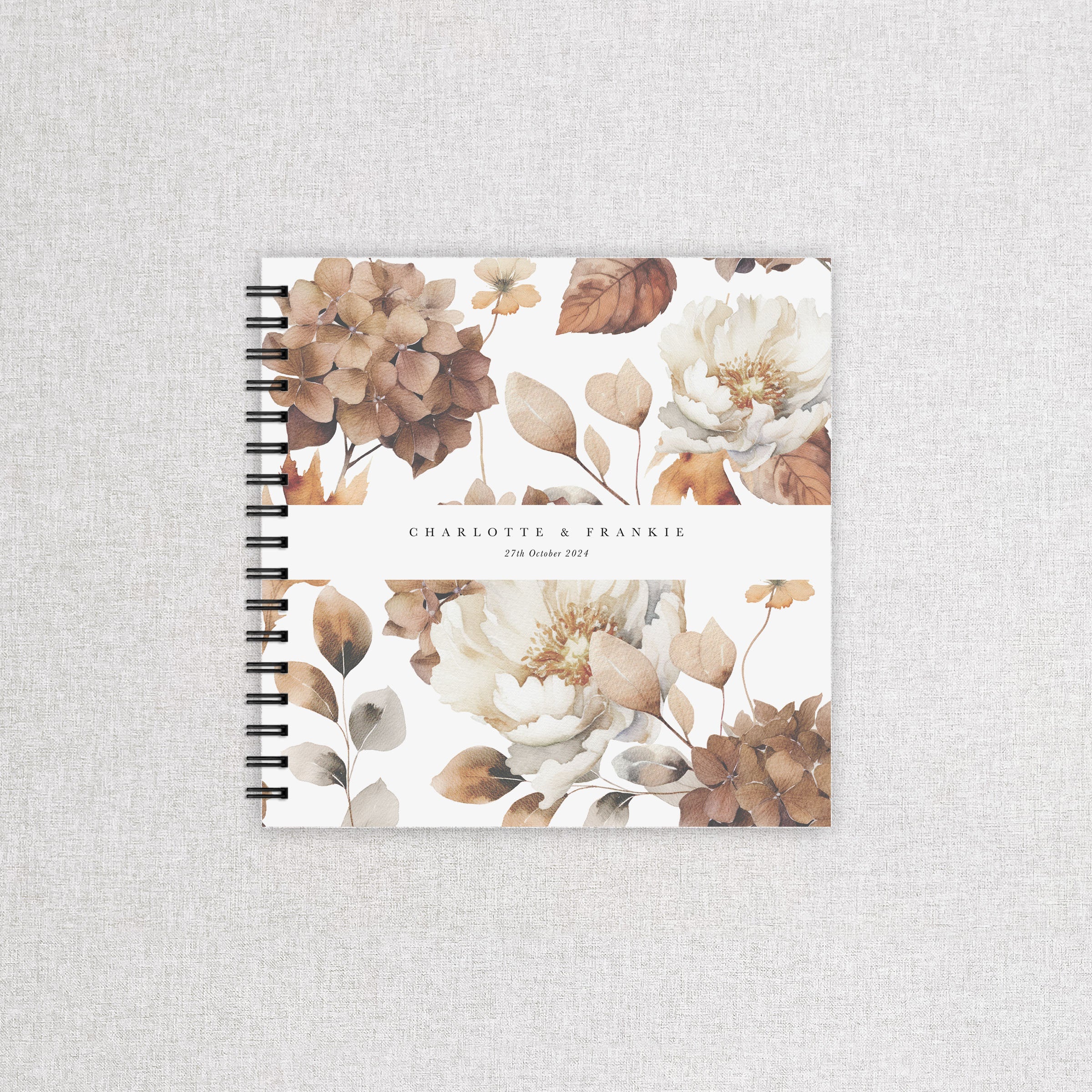 Autumn Florals Classic Wedding Guest Book - Burnt Oak Collection, Elle Bee Design