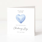 Personalised Christening Card for Son with Blue Heart Design