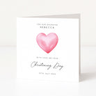 Personalised Christening Card for Daughter with Pink Heart Design