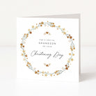 Greeting card with floral design and text for a special grandson on their Christening Day.