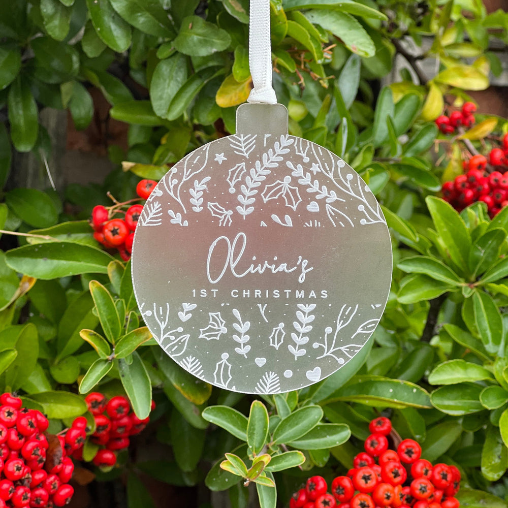 Acrylic Engraved Baby's 1st Christmas Bauble (CBB001A)